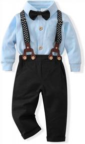 img 3 attached to CARETOO Infant Gentleman Tuxedo: Stylish Outfit Set For Baby Boys 3-24 Months With Bowtie And Suspender Pants