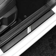 boyuer 4pcs carbon fibre leather car door sill decoration scuff plate guard sills protector trim interior accessories best for door entry guard logo
