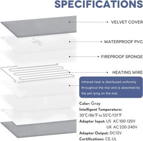 img 1 attached to 🔥 Adjustable Temperature Pet Heating Pad - Anti-bite Heated Dog Pad with Timer, Waterproof Cat Heating Pad - Indoor Pet Warming Mat, Electric Heated Bed for Small/Medium/Large Dogs