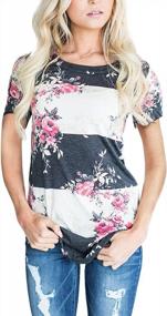 img 3 attached to Comfy Casual Tops For Women: CEASIKERY Floral Print T-Shirt Blouse With Enhanced SEO