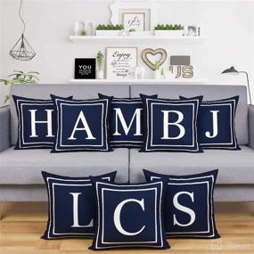 img 2 attached to 🔤 Fascidorm Dark Blue Alphabet C Throw Pillow Cover - Modern Cushion Square Pillowcase for Sofa Bed Chair Car - 18 x 18 Inch