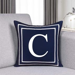 img 3 attached to 🔤 Fascidorm Dark Blue Alphabet C Throw Pillow Cover - Modern Cushion Square Pillowcase for Sofa Bed Chair Car - 18 x 18 Inch