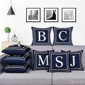 img 1 attached to 🔤 Fascidorm Dark Blue Alphabet C Throw Pillow Cover - Modern Cushion Square Pillowcase for Sofa Bed Chair Car - 18 x 18 Inch