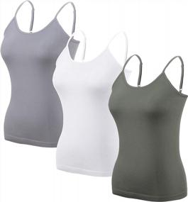 img 4 attached to Ruxia Women'S Adjustable Spaghetti Strap Cami Tanks Assorted Colors 3-Pack
