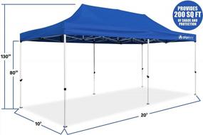 img 3 attached to Blue 10' X 20' GigaTent Pop Up Canopy - Rain And Waterproof, Adjustable Height To 130", Quick Set Up Steel Frame Outdoor Party Tent & Sun Shade