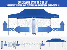 img 2 attached to Blue 10' X 20' GigaTent Pop Up Canopy - Rain And Waterproof, Adjustable Height To 130", Quick Set Up Steel Frame Outdoor Party Tent & Sun Shade