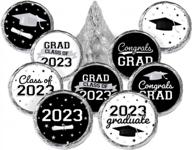 180 count graduation stickers - class of 2023 party decorations in school colors (black & white) logo