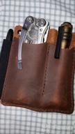 img 1 attached to Full Grain Leather EDC Pocket Organizer With Pen Loop - Ideal Pocket Slip, Knife Pouch, And Carrier For Everyday Carry Organization In Chestnut Color review by Brandon Garrett