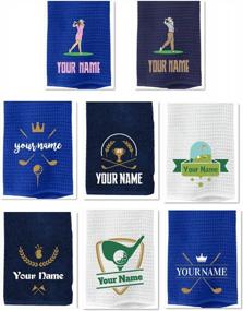 img 1 attached to Создайте свой собственный индивидуальный подарок для полотенца для гольфа - Персонализируйте свой дизайн поля для гольфа, клюшки и мяча и вышитое имя - полотенца Trifold с прокладкой и крючком для сумок для гольфа