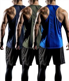 img 4 attached to Get Fit With ATHLIO Men'S Dry Fit Muscle Tank Tops - 3 Pack, Y-Back Design For Gym And Bodybuilding Workouts