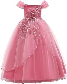 img 4 attached to 👗 MYRISAM Off Shoulder Embroidered Bridesmaid Communion Girls' Clothing - Dresses