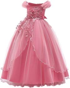 img 3 attached to 👗 MYRISAM Off Shoulder Embroidered Bridesmaid Communion Girls' Clothing - Dresses