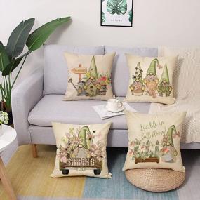 img 1 attached to Add Whimsy And Charm To Your Home With Fjfz Spring Fever Gardening Gnome Truck Throw Pillow Covers - Set Of 4!