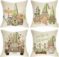 add whimsy and charm to your home with fjfz spring fever gardening gnome truck throw pillow covers - set of 4! logo