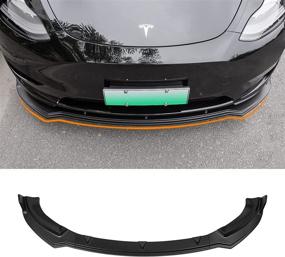 img 4 attached to Комплект спойлеров для переднего бампера Fit Tesla Model Y, модификации автомобиля, аксессуары для Tesla Model Y 2020 2021 2022 (матовый черный)