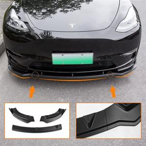 img 2 attached to Комплект спойлеров для переднего бампера Fit Tesla Model Y, модификации автомобиля, аксессуары для Tesla Model Y 2020 2021 2022 (матовый черный)