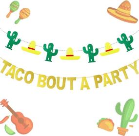 img 4 attached to Мерцающий золотой баннер «Taco Bout A Party» - идеально подходит для мексиканской фиесты, девичника, дня рождения и украшения детского душа