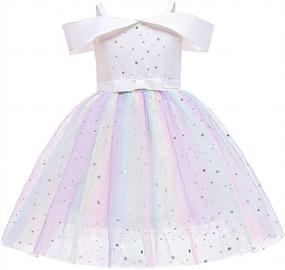 img 4 attached to Mokpi Flower Girls Party Sparkly Dress Shiny Sequin Lace Tulle Kids Pageant Ball Gown Prom