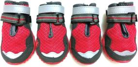 img 4 attached to Xanday Breathable Mesh Dog Boots, Paw Protectors with Adjustable Straps and Durable Soles, 4pcs (Size 6, Red)