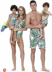 img 3 attached to 🌿 IFFEI Mommy and Me Swimsuit: One-Piece Leaf Print V-Neck Family Matching Swimwear