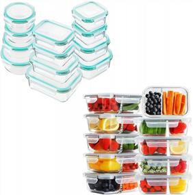 img 4 attached to 24 Pcs & 10 Packs 2 Compartment Glass Food Storage Containers W/ Lids - Airtight, BPA-Free & Leak Proof