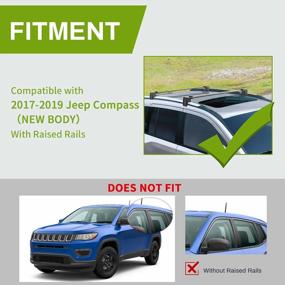 img 3 attached to Алюминиевые поперечины багажника на крышу для Jeep Compass 2017-2019 с приподнятыми боковыми поручнями - грузоподъемность 150 фунтов - идеально подходит для багажа, грузов и велосипедов - совместим с поперечинами Autosaver88