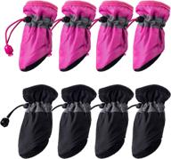 🐾 oiiki 2 sets dog boots: anti-slip paw protectors for indoor outdoor walking, running & sports training - soft sock shoes with reflective straps in pink/black - 8pcs логотип