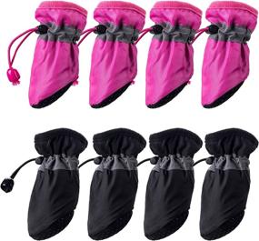 img 4 attached to 🐾 OIIKI 2 Sets Dog Boots: Anti-Slip Paw Protectors for Indoor Outdoor Walking, Running & Sports Training - Soft Sock Shoes with Reflective Straps in Pink/Black - 8PCS