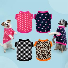 img 1 attached to 🐶 Stay Cozy this Winter with Pedgot's 4-Pieced Dog Warm Sweaters: Cute Polka Dot, Leopard Star & Plaid Designs for Small Dogs and Cats