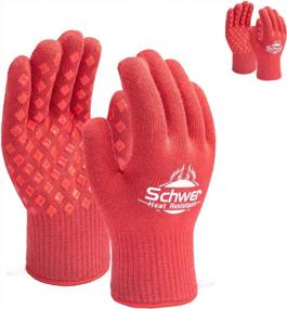 img 4 attached to Protect Your Hands While Cooking And Grilling With Schwer 932°F Heat Resistant Gloves - 2 Pairs Red Silicone Non-Slip Oven Mitts