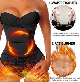 img 3 attached to Women'S Neoprene Double-Belt Waist Trainer For Weight Loss And Fitness, Sweat-Inducing Waist Cincher By SHAPERIN Body Shaper