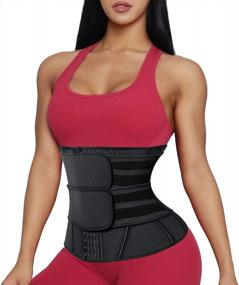 img 4 attached to Women'S Neoprene Double-Belt Waist Trainer For Weight Loss And Fitness, Sweat-Inducing Waist Cincher By SHAPERIN Body Shaper