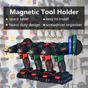 img 3 attached to Organize Your Workspace With MUTUACTOR Power Tool Magnetic Storage Holder For Heavy Duty Hand Tools In Garage Or Workshop Shed – Large Black Utility Rack For Warehouse Clearance