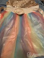 img 1 attached to Girls Sequin Rainbow Tulle Lace Princess Ball Gown Party Dress Prom review by Molly Richards