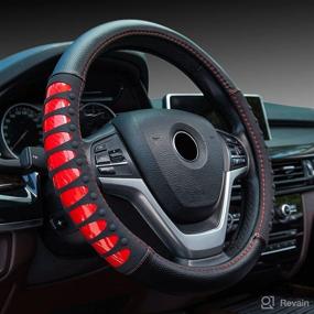 img 4 attached to Car Steering Wheel Cover With Leather Nails Anti-Slip Design - Universal Fit 37-38