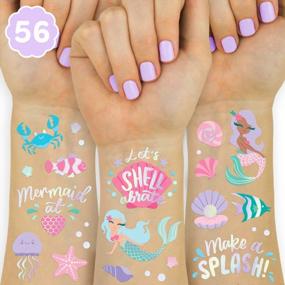 img 4 attached to Underwater Delight: 56 Glittery Mermaid Temporary Tattoos For Birthday Parties, Sea Creatures Favors, Ocean Animal-Themed Events, And Arts & Crafts - Xo, Fetti
