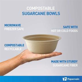 img 3 attached to 🍚 18 oz, 100-Count, Sugarcane Compostable Bowls | Natural Disposable Paper Bowls | Bagasse Bowls