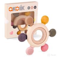 👶 akolik silicone teether for babies and toddlers - bpa-free oar clutching toy teething pain relief - khaki logo