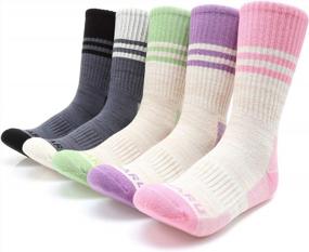img 4 attached to Stay Comfortable And Dry On Your Outdoor Adventures With MIRMARU Women'S 5-Pack Hiking Socks - Moisture-Wicking Cushioned Crews