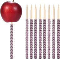 quotidian 6-дюймовые бамбуковые конфеты apple sticks со стразами 24ct bling, идеально подходящие для кейк-попсов, шоколадных и карамельных яблок, фуршетов, сувениров и изготовления конфет в модном розовом цвете логотип