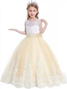 img 2 attached to Stunning Lace Applique Flower Girl Dress For Weddings, Pageants, And Communion