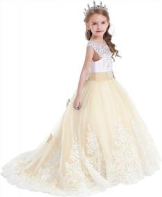 img 1 attached to Stunning Lace Applique Flower Girl Dress For Weddings, Pageants, And Communion