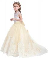 stunning lace applique flower girl dress for weddings, pageants, and communion logo