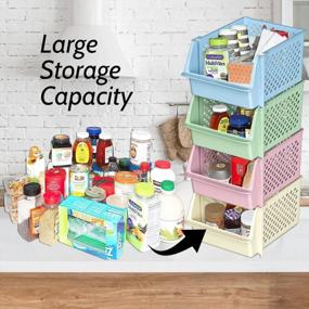 img 3 attached to Organize Your Pantry And Bathroom With Skywin'S 4-Pack Plastic Stackable Storage Bins In Multi-Colored