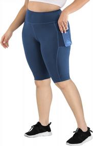 img 1 attached to Plus-Size Yoga Shorts For Women With Tummy Control And Side Pockets