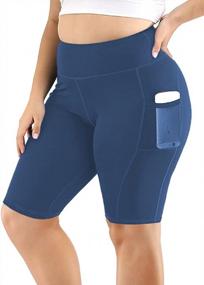 img 4 attached to Plus-Size Yoga Shorts For Women With Tummy Control And Side Pockets