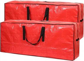 img 4 attached to Efficient And Protective: Sattiyrch 2-Pack Christmas Tree Storage Bags For Disassembled 7.5Ft Trees With Waterproof Material And Reinforced Handles - Red