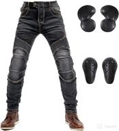 👖 lomeng men's protective motorcycle riding jeans with ce certified knee and hip armor - removable armored motorbike pants for safety in motocross logo