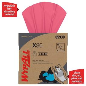 img 1 attached to WypAll Power Clean X80 Heavy Duty Cloths, Pop-Up Box, Red, 🧽 80 Sheets per Box, 5 Boxes per Case, 400 Sheets per Case
