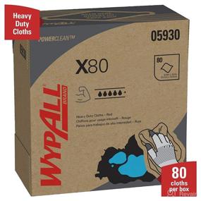 img 2 attached to WypAll Power Clean X80 Heavy Duty Cloths, Pop-Up Box, Red, 🧽 80 Sheets per Box, 5 Boxes per Case, 400 Sheets per Case